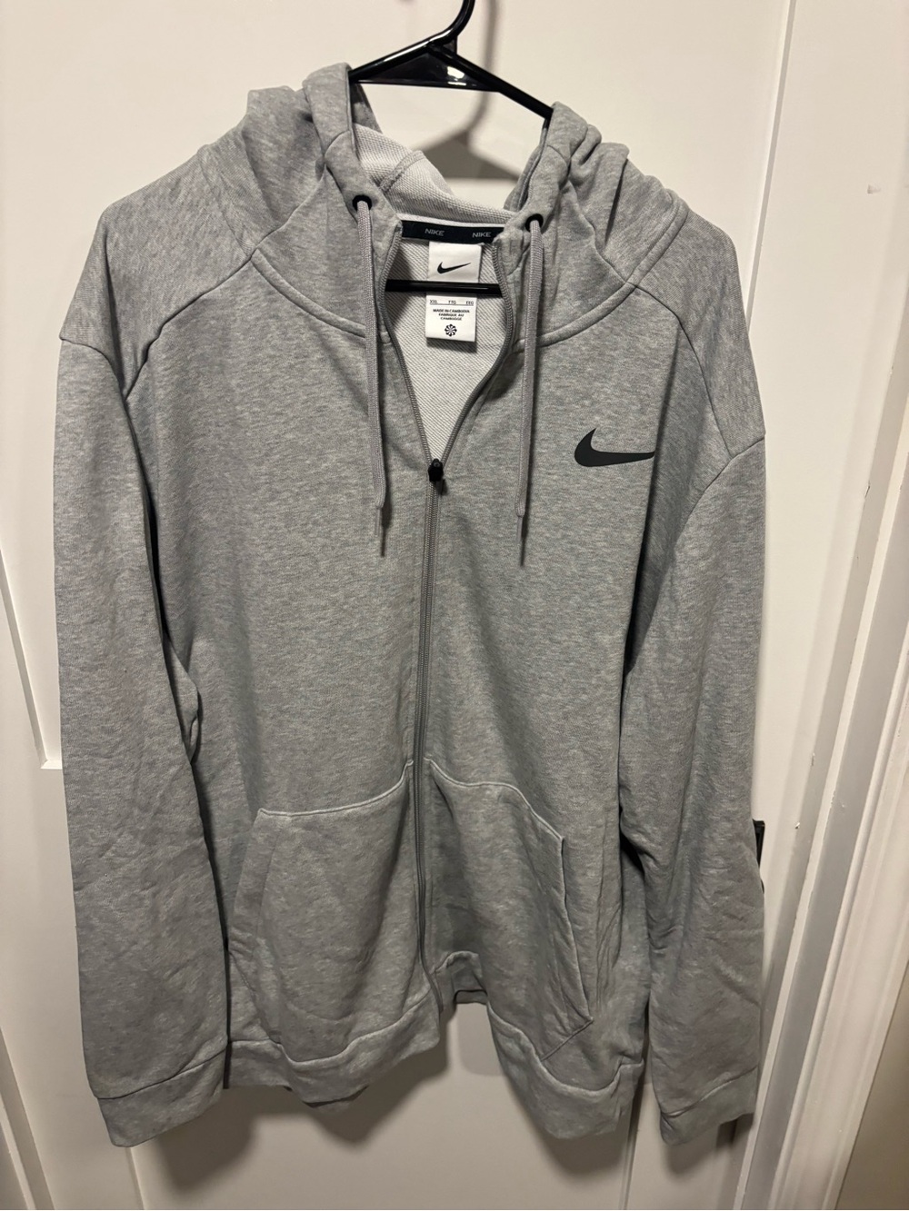 Nike Gray Full-Zip Hoodie with Black Swoosh